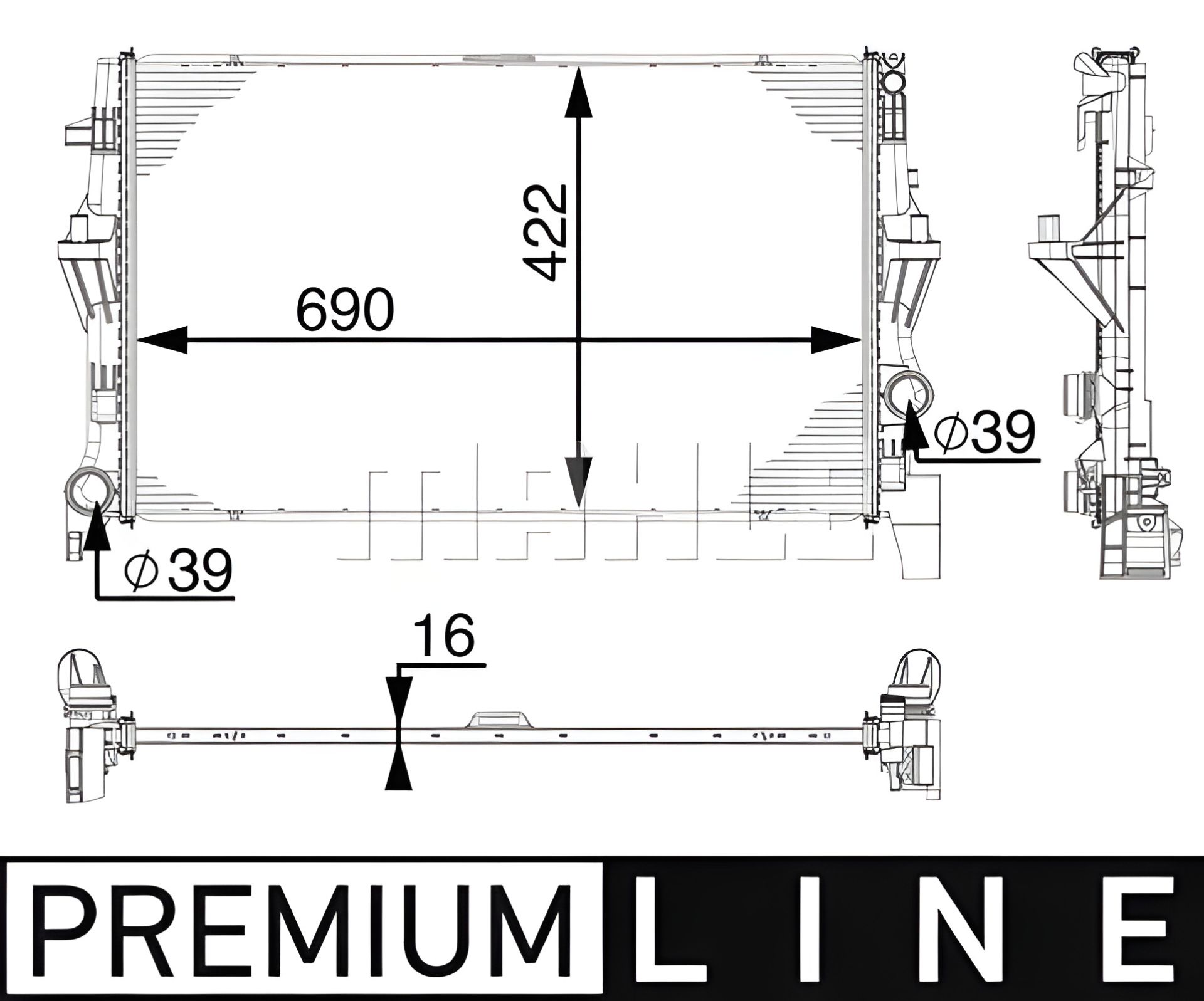 Радиатор двигателя для Vito (W447) 1.6D 14-, MAHLE/KNECHT (CR902000P) Радиатор двигателя для Vito (W447) 1.6D 14-, MAHLE/KNECHT (CR902000P)