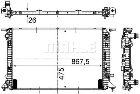 Радиатор охлаждения двигателя A4/A5/A6/Q3/Q5 1.4-3.0d 07-, MAHLE/KNECHT (CR910000S)