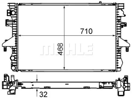 Радиатор охлаждения двигателя T5 1.9TDI/2.0i/3.2i 03 (+/-AC) (710x470x32), MAHLE/KNECHT (CR585000S)