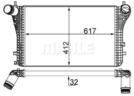 Радіатор інтеркулера A3/Octavia/Caddy/Golf 1.6D-2.0 03-, MAHLE/KNECHT (CI207000S)