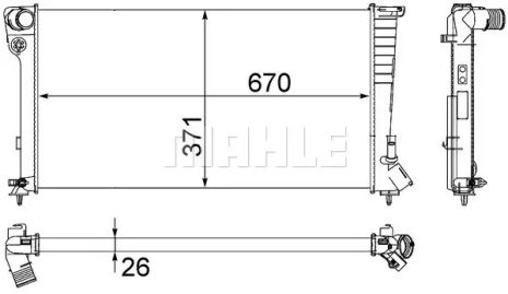 Радиатор охлаждения двигателя Partner/306 1.8d,1.9d (td,sld,srdt),2.0 HDI 93-08, MAHLE/KNECHT (CR504000S)