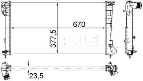 Радиатор охлаждения двигателя Berlingo/Partner/Xsara 1.8D/1.9D 96-15, MAHLE/KNECHT (CR433000S)