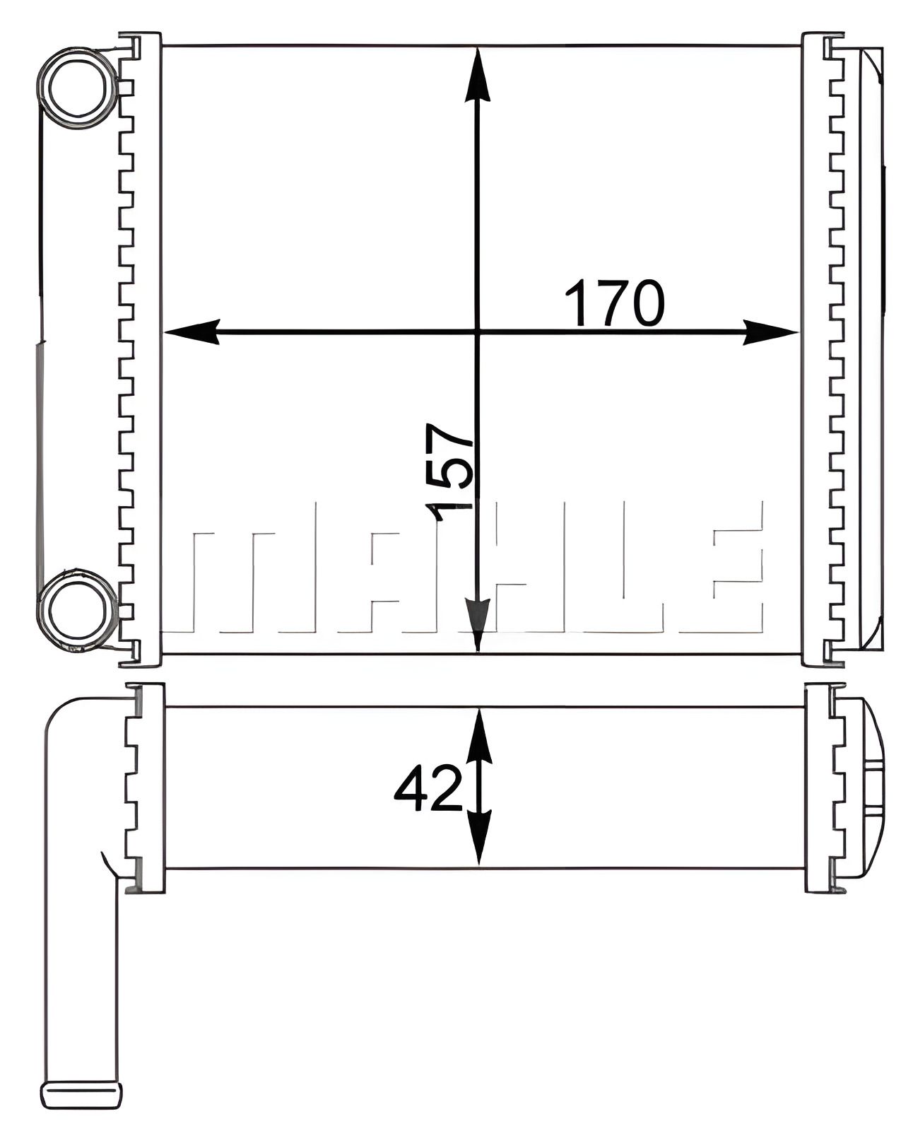 Радіатор пічки для Sprinter/LT 95-06 (тип Behr/170х153х42), MAHLE/KNECHT (AH128000S) Радіатор пічки для Sprinter/LT 95-06 (тип Behr/170х153х42), MAHLE/KNECHT (AH128000S)
