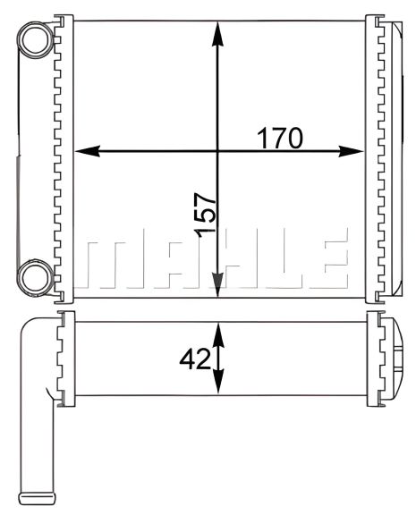 Радіатор пічки для Sprinter/LT 95-06 (тип Behr/170х153х42), MAHLE/KNECHT (AH128000S)