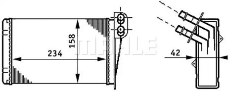 Радіатор пічки Renault Clio II/Kangoo 1.1-3.0 98-, MAHLE/KNECHT (AH73000S)