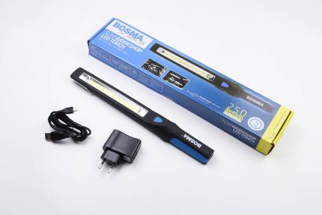 Фонарик LED SLIM TORCH 250Lm 3W COB LED + 2 x SMD 3030, BOSMA (6162)