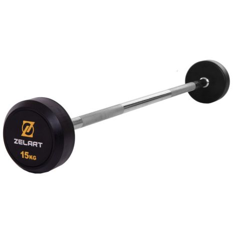 Штанга фиксированная прямая обрезиненная Rubber Coated Barbell 15кг Zelart TA-2685-15 (MD3009-15) (гриф