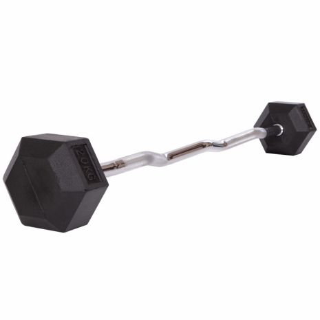 Штанга фиксированная изогнутая обрезиненная Rubber Hexagon Barbell 20кг Zelart TA-6231-20 (гриф l-95см)