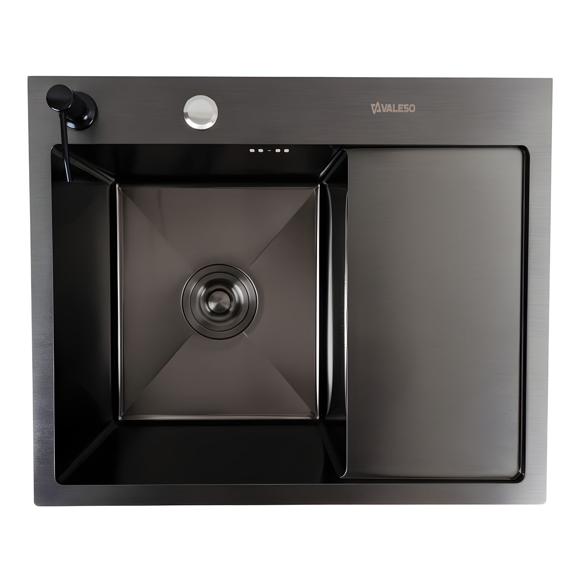 Кухонна мийка CM 58*48 L PVD чорна VALESO Handmade (круглий сифон 3,0/0,8) Кухонна мийка CM 58*48 L PVD чорна VALESO Handmade (круглий сифон 3,0/0,8)