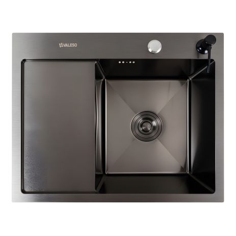 Кухонна мийка VALESO CM 58x48 R чорна PVD Handmade (круглий сифон) Кухонна мийка VALESO CM 58x48 R чорна PVD Handmade (круглий сифон)