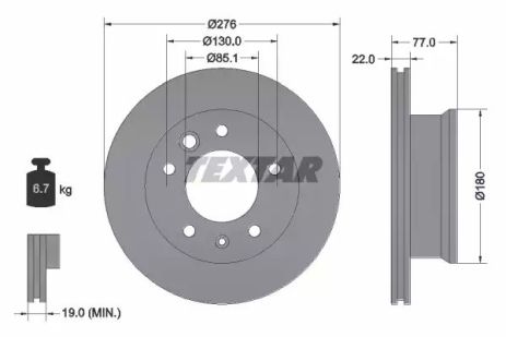 Диск тормозной FREIGHTLINER SPRINTER, DODGE SPRINTER, VW LT, TEXTAR (92131503)