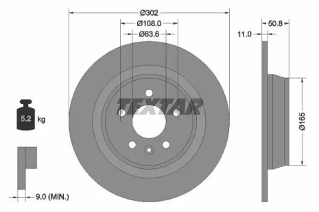 Диск гальмівний LAND ROVER, FORD (CHANGAN), LAND ROVER, TEXTAR (92159303)