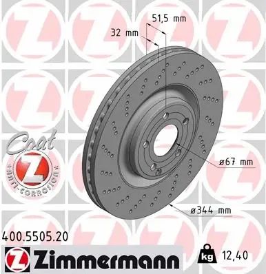 Диск тормозной MERCEDES-BENZ CLS, ZIMMERMANN (400550520)