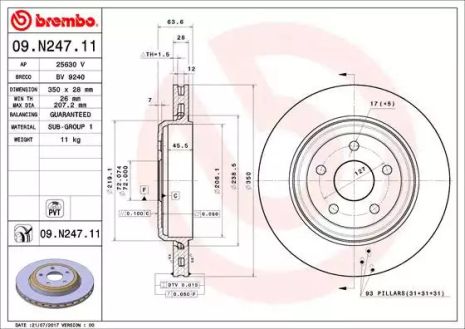 Диск гальмівний JEEP GRAND, BREMBO (09N24711)