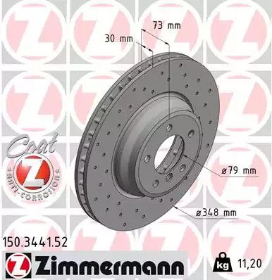 Диск тормозной BMW X1, BMW 3, ZIMMERMANN (150344152)