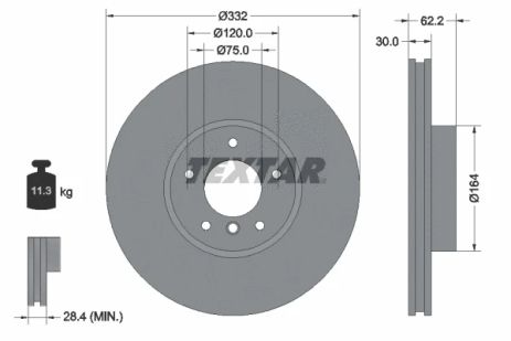 Диск тормозной BMW X6, BMW X5, TEXTAR (92160805)