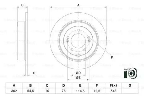 Диск тормозной HYUNDAI (BEIJING), KIA SPORTAGE, HYUNDAI TUCSON, BOSCH (0986479E45)