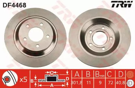 Диск гальмівний MAZDA PREMACY, MAZDA BIANTE, MAZDA 5, TRW (DF4468)