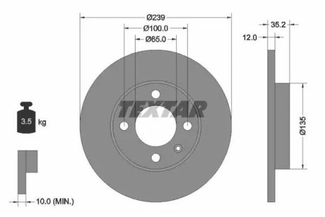 Диск тормозной VW, VW, SEAT CORDOBA, TEXTAR (92010603)