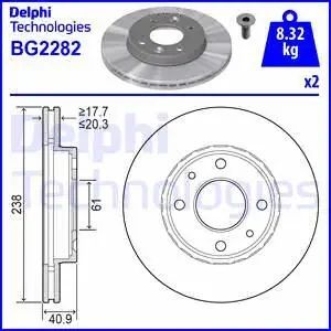 Диск тормозной NISSAN KUBISTAR, RENAULT THALIA, RENAULT TWINGO, DELPHI (BG2282)