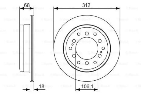 Диск тормозной TOYOTA LAND CRUISER, LEXUS GX, TOYOTA FJ, BOSCH (0986479S36)