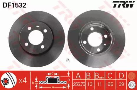 Диск тормозной VW, CHERY COWIN, SEAT INCA, TRW (DF1532)