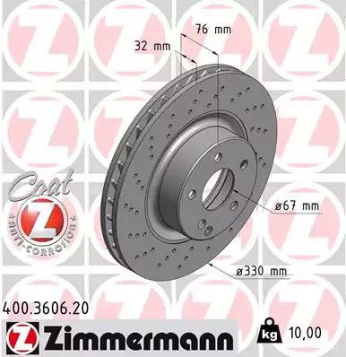 Диск тормозной MERCEDES-BENZ S-CLASS, ZIMMERMANN (400360620)