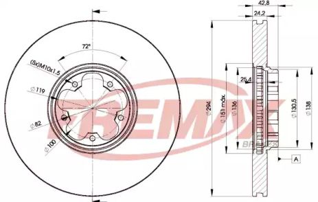 Диск тормозной FORD TRANSIT, FREMAX (BD5613)