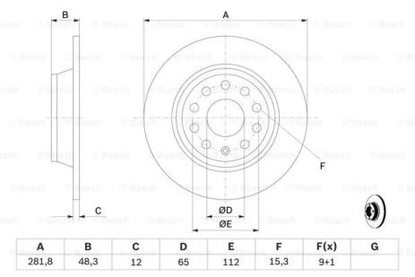 Диск тормозной SKODA SUPERB, SEAT ALHAMBRA, AUDI Q3, BOSCH (0986479247)