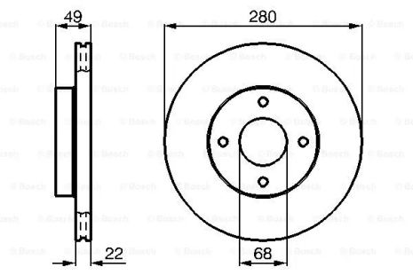 Диск гальмівний NISSAN BLUEBIRD, NISSAN ALMERA, NISSAN PRIMERA, BOSCH (0986478728)