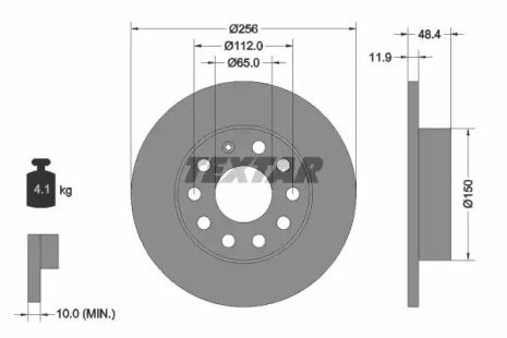 Диск гальмівний VW, SKODA, VW, TEXTAR (92121103)