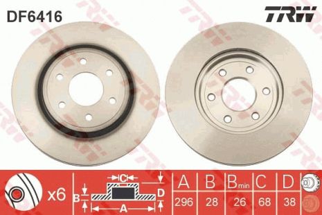 Диск тормозной NISSAN PATHFINDER, NISSAN NP300, NISSAN XTERRA, TRW (DF6416)