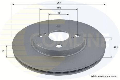 Диск тормозной TOYOTA COROLLA, TOYOTA PRIUS, COMLINE (ADC01107V)