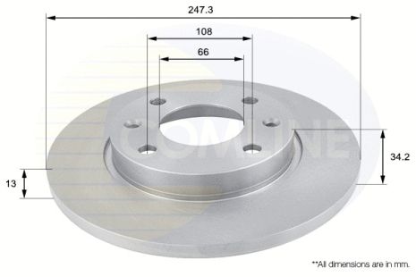 Диск тормозной CITROËN XSARA, PEUGEOT 306, PEUGEOT 206, COMLINE (ADC1508)