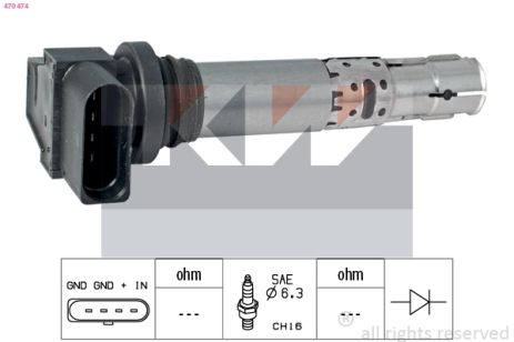 Запалювання котушки Audi A1, Seat Ibiza, VW Tiguan, KW (470474)