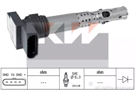 Катушка зажигания SEAT IBIZA, VW FOX, SKODA FABIA, KW (470431)
