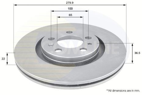 Диск тормозной SEAT LEON, VW GOLF, SKODA FABIA, COMLINE (ADC1408V)