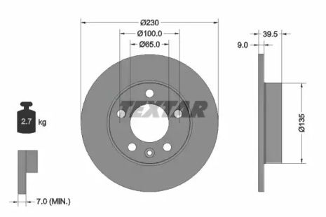 Диск тормозной SKODA, VW, VW, TEXTAR (92082503)