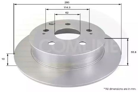 Диск тормозной TOYOTA AVENSIS, COMLINE (ADC01168)