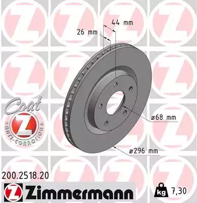 Диск тормозной NISSAN (DFAC), NISSAN X-TRAIL, NISSAN QASHQAI, ZIMMERMANN (200251820)