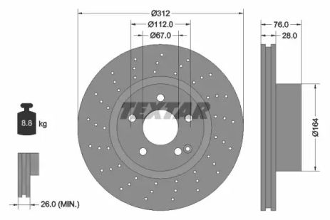 Диск тормозной MERCEDES-BENZ S-CLASS, TEXTAR (92099305)