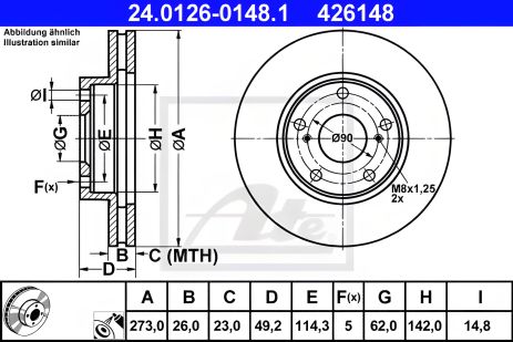 Диск гальмівний TOYOTA COROLLA, TOYOTA AURIS, ATE (24012601481) Диск гальмівний TOYOTA COROLLA, TOYOTA AURIS, ATE (24012601481)