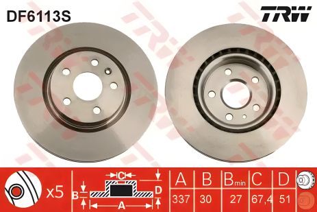 Тормозной диск SAAB 9-5, OPEL INSIGNIA, TRW (DF6113S)