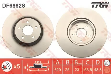 Гальмівний диск FORD TRANSIT, FORD KUGA, FORD TOURNEO, TRW DF6662S