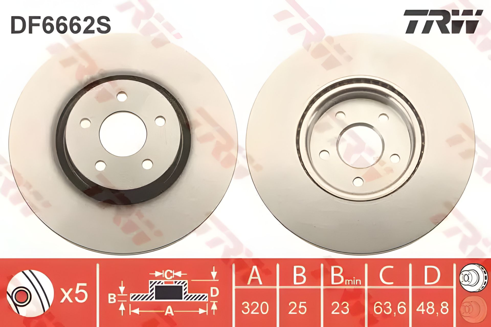 Гальмівний диск FORD TRANSIT, FORD KUGA, FORD TOURNEO, TRW DF6662S Гальмівний диск FORD TRANSIT, FORD KUGA, FORD TOURNEO, TRW DF6662S