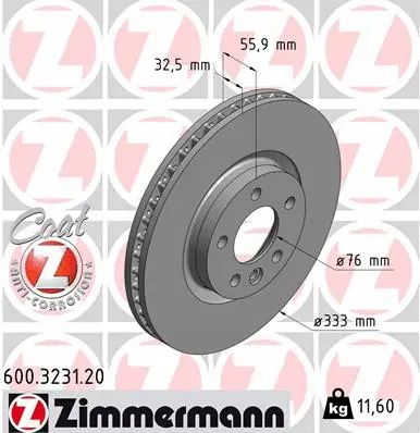 Диск тормозной VW TRANSPORTER, VW MULTIVAN, ZIMMERMANN (600323120)