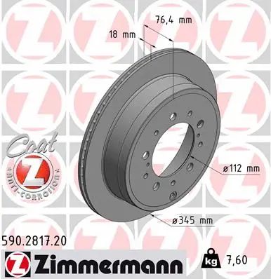 Диск гальмівний TOYOTA LAND CRUISER, LEXUS LX, TOYOTA LAND, ZIMMERMANN (590281720)