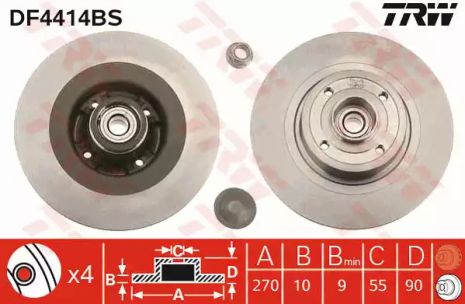 Диск тормозной RENAULT MEGANE, RENAULT GRAND SCÉNIC, RENAULT SCÉNIC, TRW (DF4414BS)
