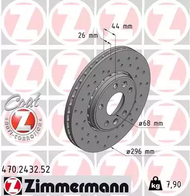 Диск тормозной RENAULT LATITUDE, RENAULT MEGANE, RENAULT GRAND SCÉNIC, ZIMMERMANN (470243252)