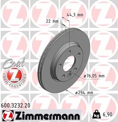 Диск тормозной BENTLEY CONTINENTAL, VW TRANSPORTER, VW MULTIVAN, ZIMMERMANN (600323220)